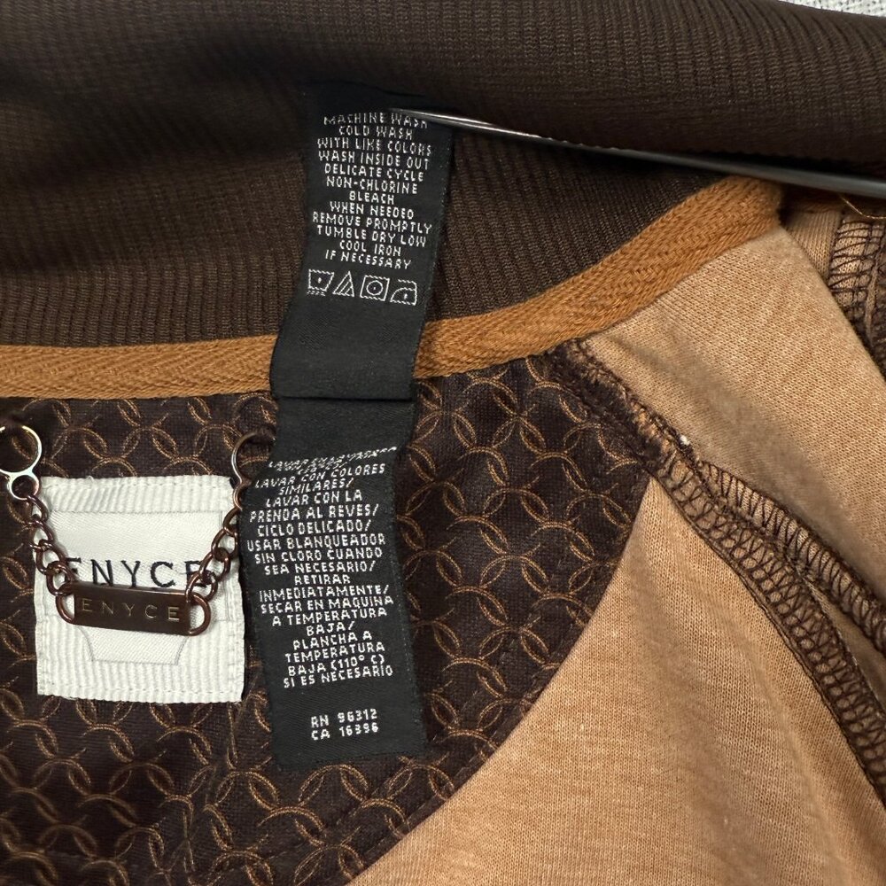 ENYCE Zip Track Jacket Brown Monogram Logo Full Zip Retro Style Size XXL - Picture 16 of 16